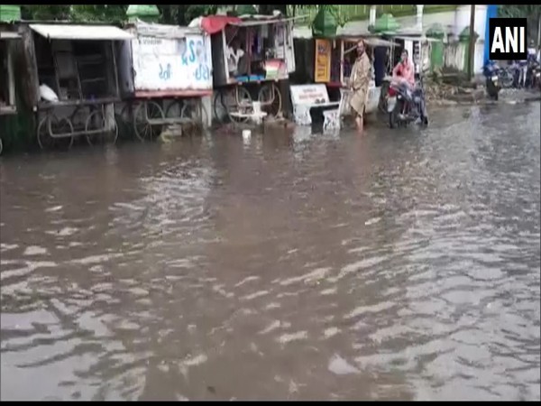 Gajarawadi in Gujarat's Vadodara district faced severe waterlogging after heavy rainfall. (Photo/ANI)