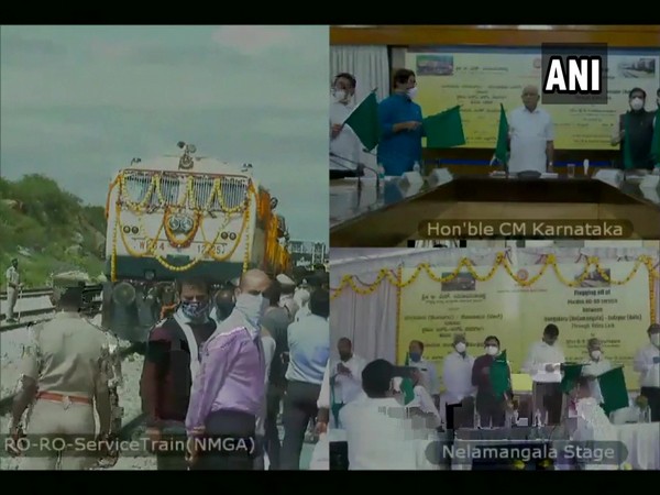 Karnataka CM flags off RO-RO train from Karnataka and Maharashtra through video conference (Photo/ANI)