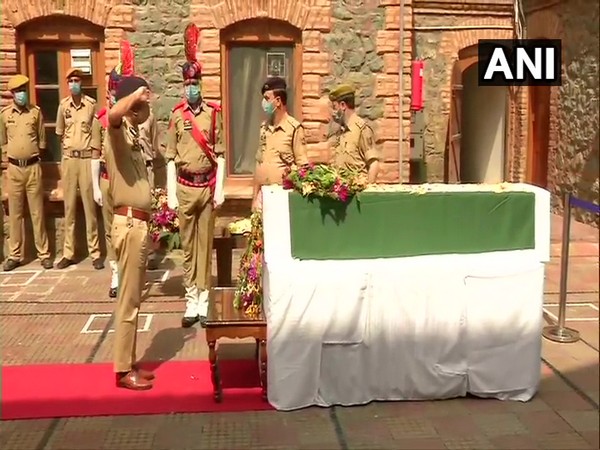 A visual from the wreath laying ceremony of ASI Babu Ram in Srinagar on Sunday. Photo/ANI