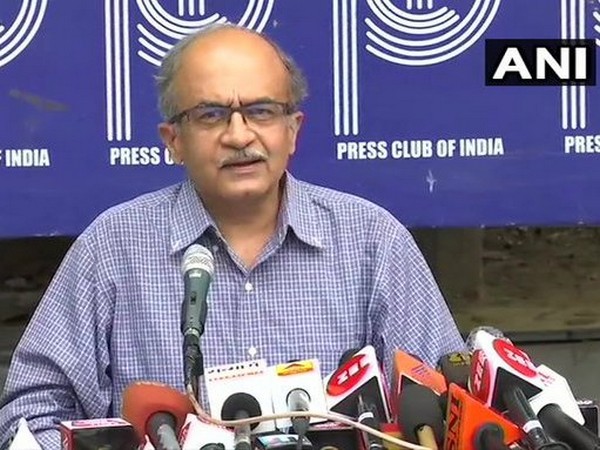 Senior lawyer Prashant Bhushan addressing a press conference in Delhi on Monday. Photo/ANI