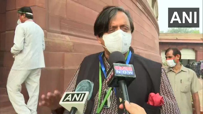 Congress Leader Shashi Tharoor speaking to reporters on Monday. (Photo/ANI)