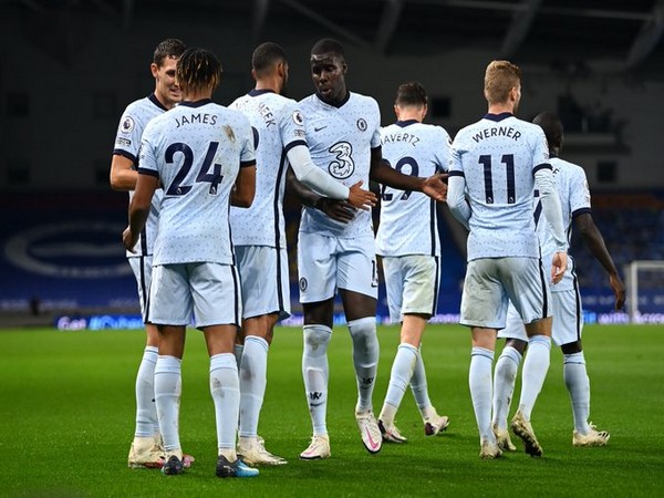 Chelsea players celebrate after winning against Brighton. (Photo/ Chelsea FC Twitter)