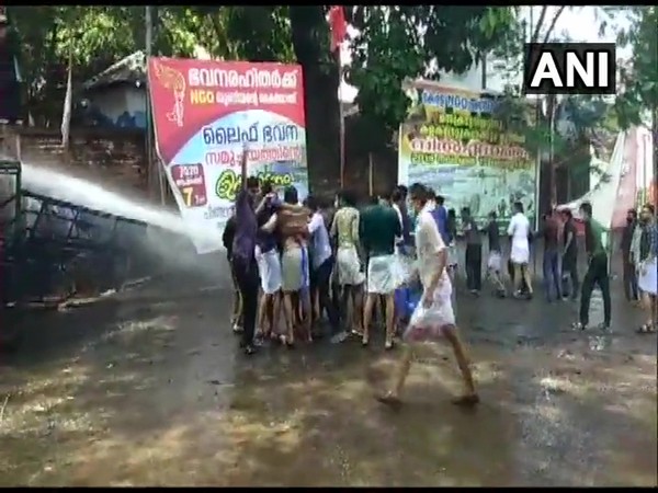 Water cannons being used to disperse protestors (Photo/ANI)