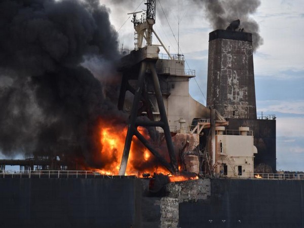 An explosion onboard the oil tanker 'MT New Diamond' 37 nautical miles east off Sri Lanka coast. 