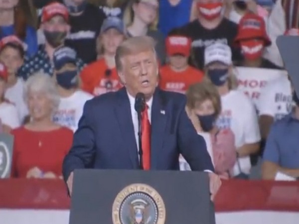 US President Donald Trump speaking at a rally in North Carolina on Tuesday