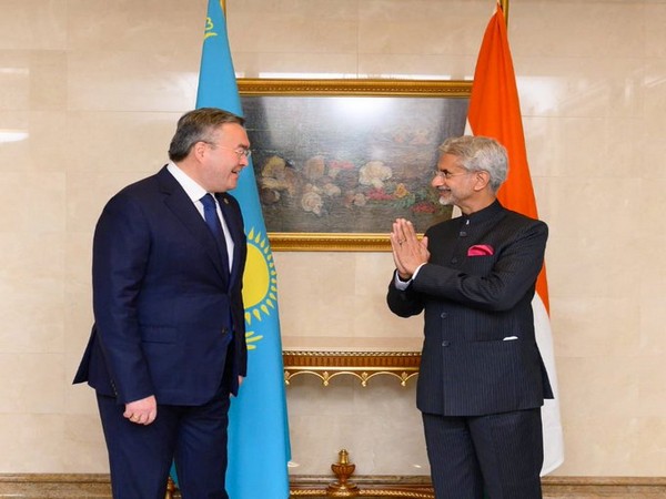 EAM S Jaishankar greeted his Kazakh counterpart Mukhtar Tileuberdi with folded hands in Moscow on Thursday. (Photo source: S Jaishankar Twitter)