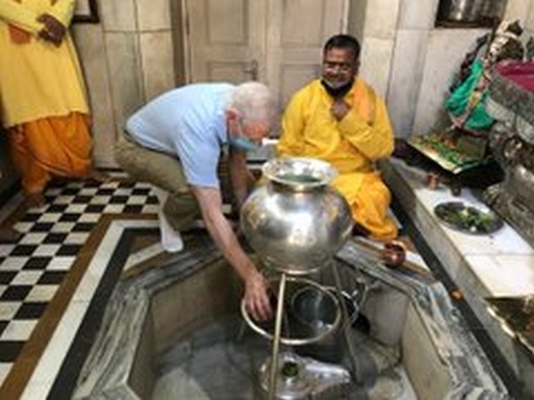 US Ambassador to India Kenneth Juster at the Chhatarpur Temple in New Delhi on Sunday. (Photo source: Kenneth Juster Twitter)