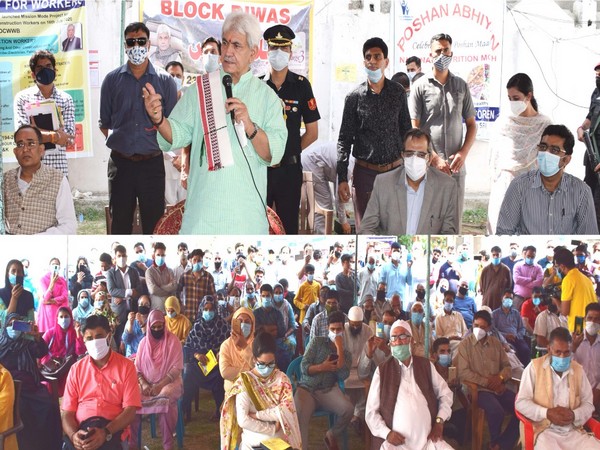 Lieutenant Governor of Jammu and Kashmir Manoj Sinha in Khanmoh on Wednesday. 