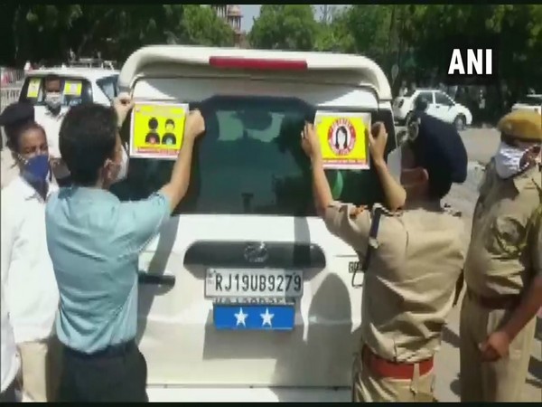 Posters were pasted on vehicles as part of the campaign. (Photo/ANI)