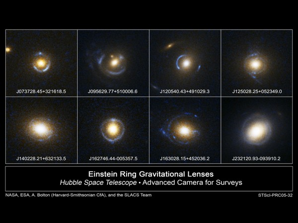 Examples of Einstein ring. Image source: NASA/ESA/SLACS Survey team: A. Bolton (Harvard/Smithsonian), S. Burles (MIT), L. Koopmans (Kapteyn), T. Treu (UCSB), L. Moustakas (JPL/Caltech)