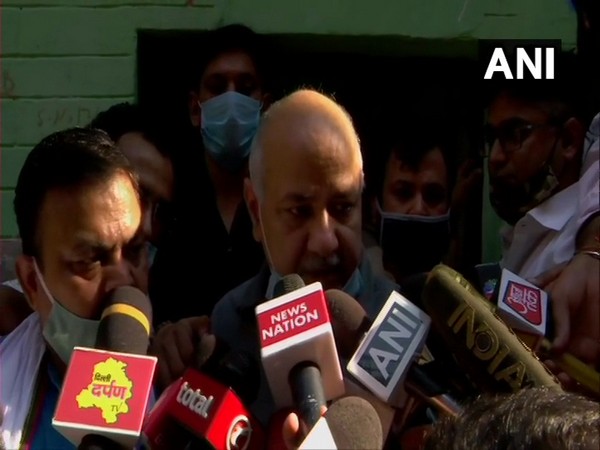 Deputy Chief Minister Manish Sisodia speaking to reporters on Saturday (Photo/ANI)
