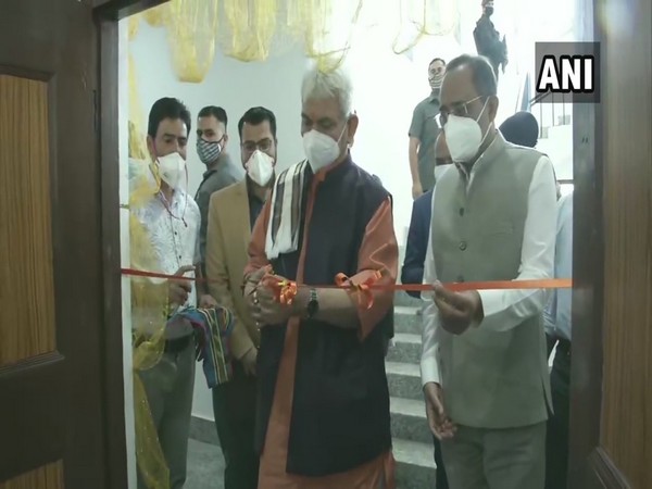 Lieutenant Governor of Jammu and Kashmir Manoj Sinha laying the foundation stone. (Photo/ANI)