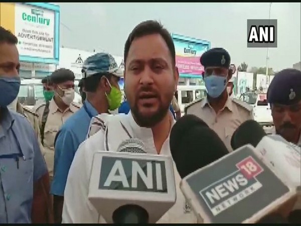 RJD leader Tejashwi Yadav speaking to the reporters on Thursday (Photo/ANI)