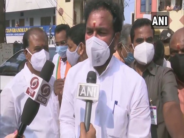 Telangana Minister of State (MoS), Home G Kishan Reddy speaking the media. (Photo/ANI)