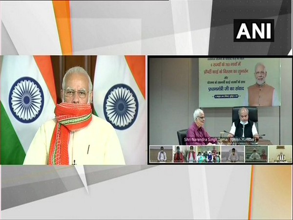 Prime Minister Narendra Modi during the launch of physical distribution of property cards under SVAMITVA  scheme. [Photo/ANI]