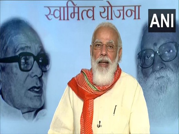 PM Narendra Modi at launch event of distribution of property cards under SVAMITVA scheme. [Photo/ANI]