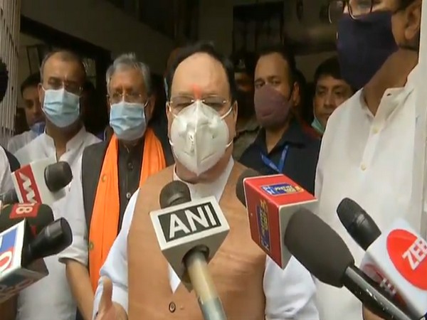 BJP chief JP Nadda speaking to reporters in Patna on Sunday. [Photo/ANI]