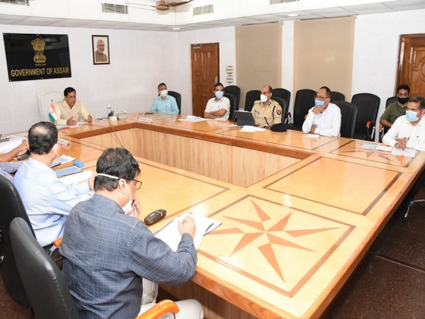 Visuals from Assam Chief Minister Sarbananda Sonowal's meeting with DCs and SPs (Photo/CMO twitter)