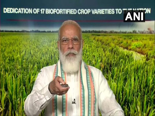 The Prime Minister dedicated to the nation 17 recently developed biofortified varieties of eight crops. [Photo/ANI]