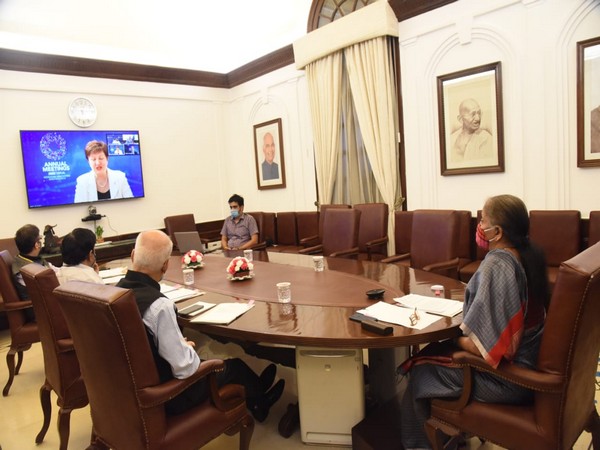 FM Nirmala Sitharaman attended a meeting with World bank and IMF officials on Friday through video-conferencing. [Photo/Ministry of Finance Twitter]