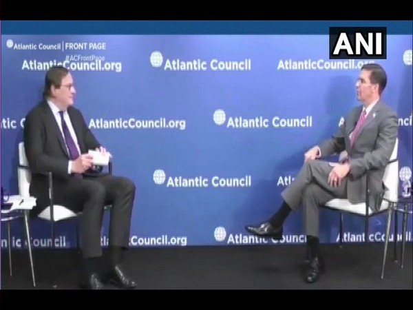 US Defence Secretary Mark Esper in conversation with Frederick Kempe, President of Atlantic Council. Photo/ANI