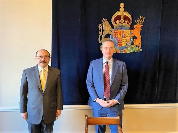Foreign Secretary Harsh Harsh V Shringla with UK's Acting NSA David Quarrey. (Photo credit: Twitter/India in UK)
