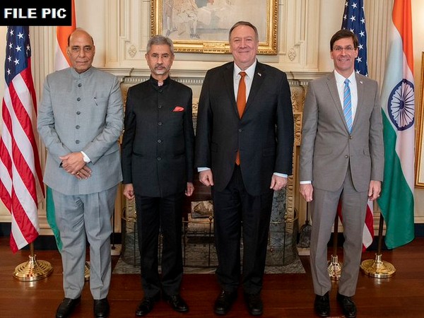 Defence Minister Rajnath Singh, External Affairs Minister S Jaishankar, US Secretary of State Mike Pompeo and Defence Secretary Mark Esper (File Pic)