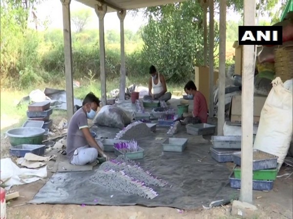 Firecracker factory workers in Ahmedabad. (Photo/ANI)