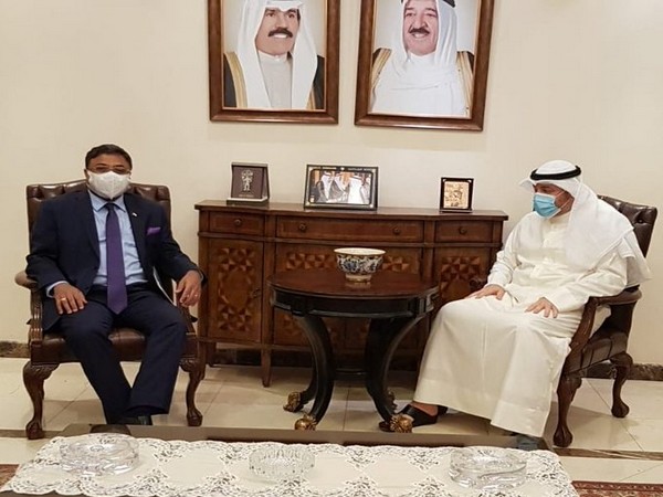 Indian Ambassador to Kuwait, Sibi George, met Nasser Al-Hein, Assistant Foreign Minister for International Organisations, on Wednesday. (Photo credit: Twitter/India in Kuwait)