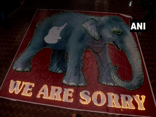 Chennai school pays tribute to pregnant elephant who died in Kerala. Photo/ANI