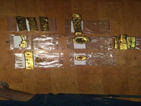 6.88 kg gold worth Rs 3.6 crores was recovered by DRI at Coimbatore from the possession of six passengers. [Photo/ANI]