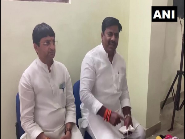 Madhya Pradesh Assembly pro-tem speaker Rameshwar Sharma (right) (Photo/ANI]