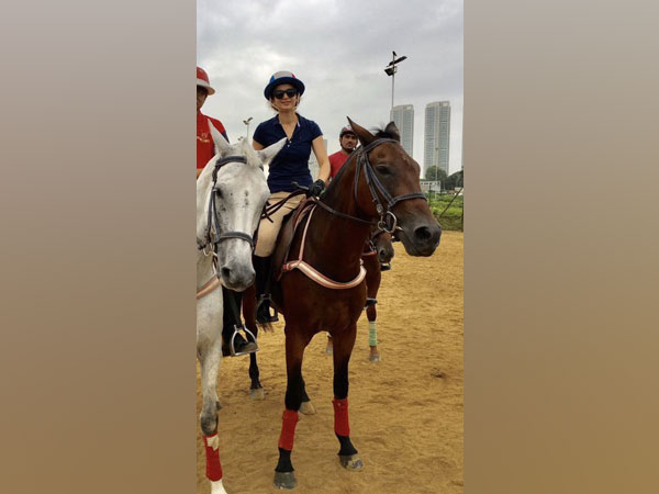 Actor Kangana Ranaut astride her horse. (Image Source: Twitter)