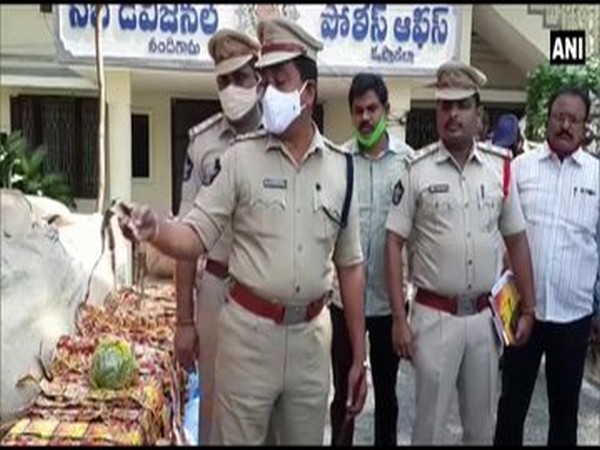 Police seized gutka worth Rs 13 lakhs in Krishna district (Photo/ANI)