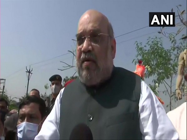 Union Home Minister Amit Shah speaking to reporters in Bankura on Thursday. [Photo/ANI]