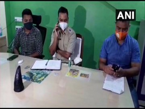 Dibrugarh and Duliajan Police arrest four persons in possession of a rhino horn (Photo/ANI)