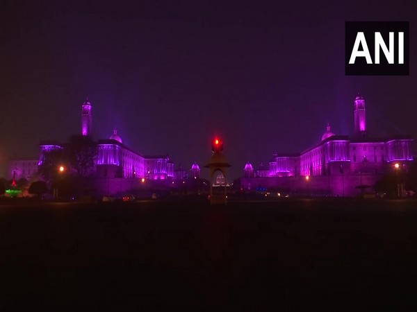 A view of the illuminated North Block and South Block on the occaision of Diwali. [Photo/ANI]