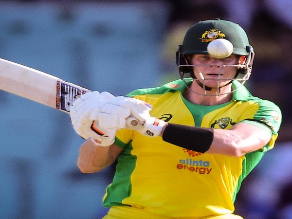 Steve Smith plays a shot during his 105-run knock against India (Photo: ICC twitter)
