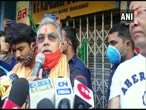 West Bengal BJP chief Dilip Ghosh speaking to media on Tuesday. [Photo/ANI] 