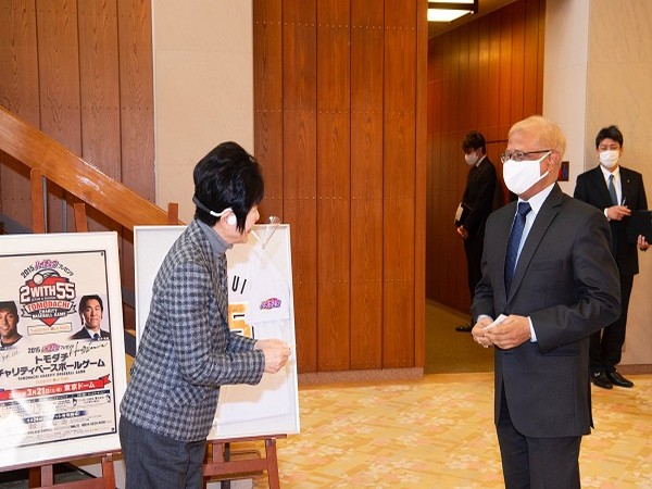 Indian Ambassador to Japan Sanjay Kumar Verma meets Japan Upper House President Santo Akiko. (Credit: India in Japan/Twitter)