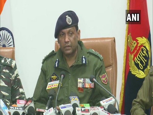 Mukesh Singh, IG, Jammu Zone addressing media on the Nagrota encounter. (Photo/ANI)
