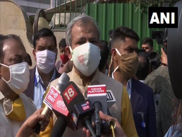 Delhi BJP chief Adesh Gupta speaking to reporters in New Delhi on Thursday. [Photo/ANI]