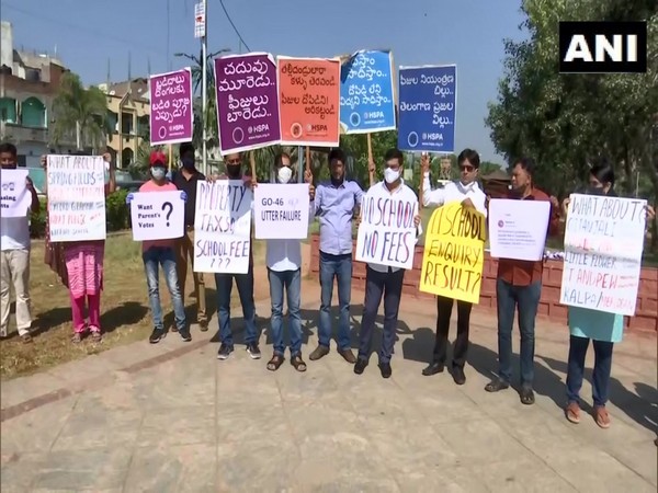 Parents protesting in Hyderabad. (Photo/ANI)