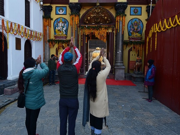Devotees at Nepal's Pashupatinath Temple on Wednesday (Photo/ANI)