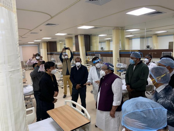 Rajasthan Health Minister Dr Raghu Sharma visits wards of COVID dedicated hospital where he's admitted (Photo/Twitter)