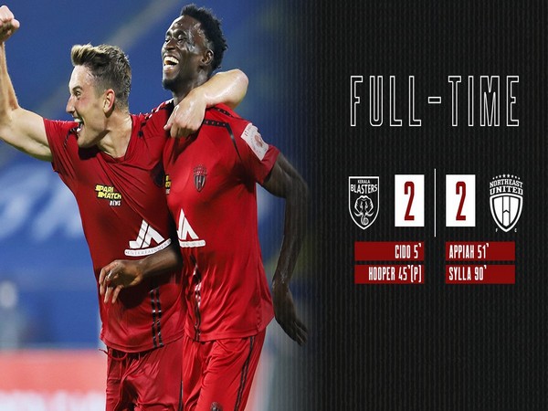 NorthEast United and Kerela Blasters' match ends in 2-2 draw (Photo/ NorthEast United FC Twitter)