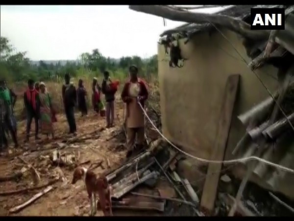 Four houses were damaged in Balrampur by a herd of elephants on Thursday [Photo/ANI]
