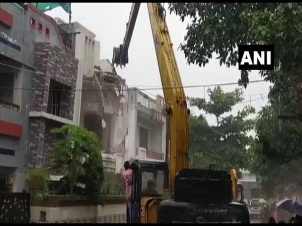Visuals of the demolition in Indore. (Photo/ANI)