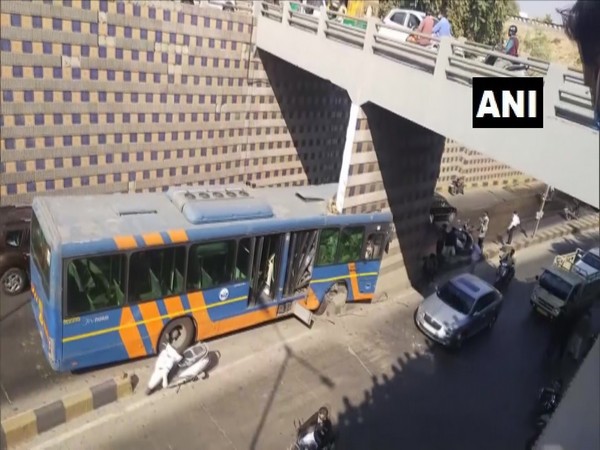 The bus collided with the pillar of the underbridge and split in two. (Photo/ANI)