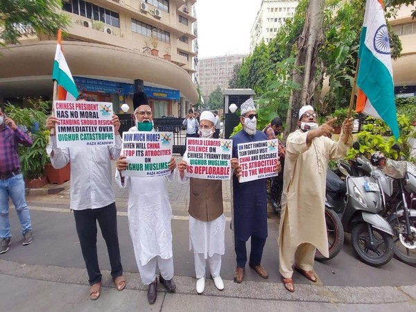 They were protesting against China outside the consulate by holding Indian flags and placards